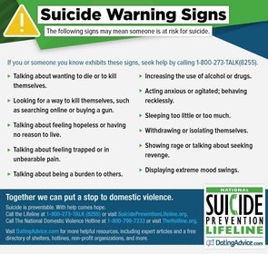 Foto de señales de advertencia de suicidio