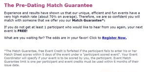 Screenshot der Match-Garantie vor dem Dating