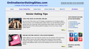 Ein Screenshot der Seite mit den Tipps für Online-Dating-Sites für Senioren