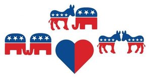 Una imagen del corazón CandiDate con animales del partido político