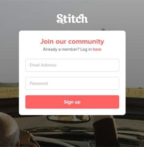 Stitch-aanmeldingspagina