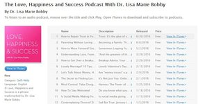 Screenshot van de iTunes-pagina voor de Love, Happiness, and Success Podcast