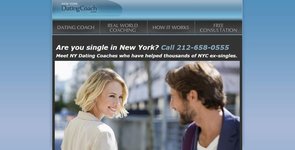 Schermata della home page di New York Dating Coach