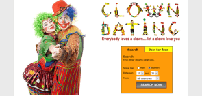 Screenshot der ClownDating-Homepage