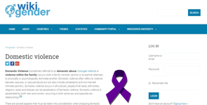 Screenshot stránky Wikigender o domácím násilí