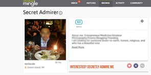 Screenshot della funzione Secret Admirer di Christian Mingle