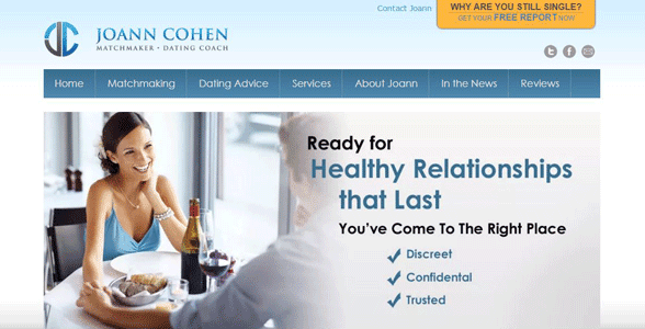 Joann Cohen'in çöpçatanlık ana sayfasının ekran görüntüsü