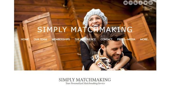 Screenshot van de homepage van Simply Matchmaking