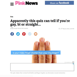 Foto de un cuestionario de bisexualidad en línea