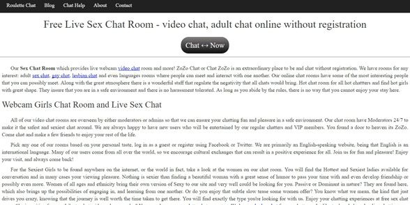 Capture d'écran de la page d'accueil de Chat Zozo