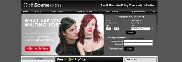 Schermata di GothScene.com