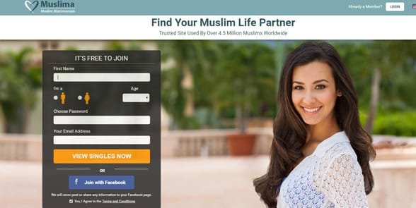 Capture d'écran de la page d'accueil de Muslima