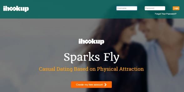 Screenshot van de iHookup-startpagina