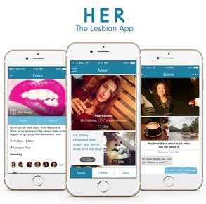 Schermafbeeldingen van de HER-app