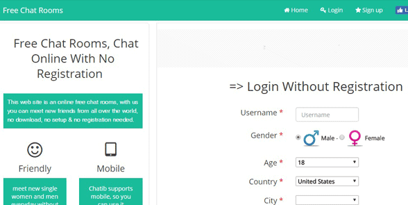 Capture d'écran de la page d'accueil de Chatib