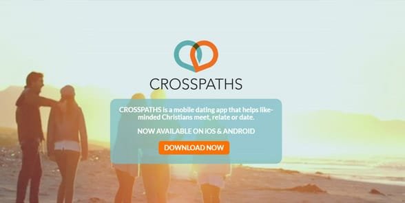 Screenshot van de CrossPaths-homepage