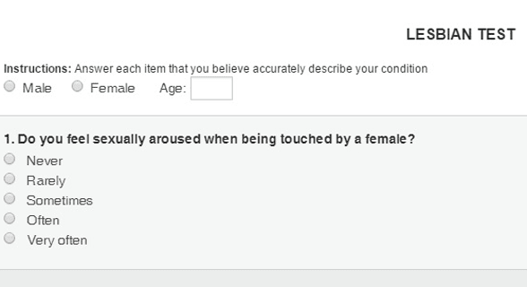 Screenshot lesbického testu PsyMed