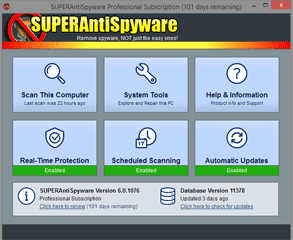 Capture d'écran de SUPERAntiSpyware