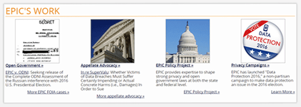 Zrzut ekranu przykładów pracy EPIC
