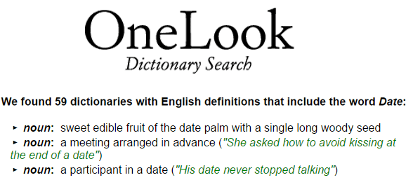 Foto del logotipo de OneLook y del motor de búsqueda de palabras y frases