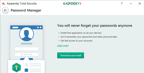 Screenshot van Kaspersky's Password Manager