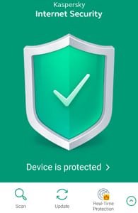 Snímek obrazovky aplikace Kaspersky Android Security