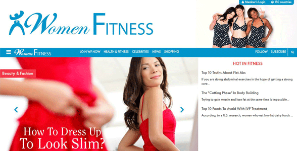 Schermata del sito Web di Women Fitness