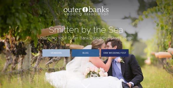 Schermata della home page della Outer Banks Wedding Association