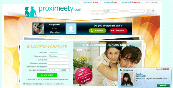 Capture d'écran de la page d'accueil de Proximeety