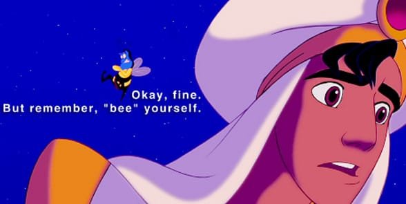 Foto de Genie diciéndole a Aladdin que sea tú mismo