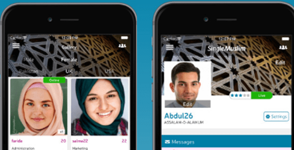 Screenshots van de Single Muslim mobiele app