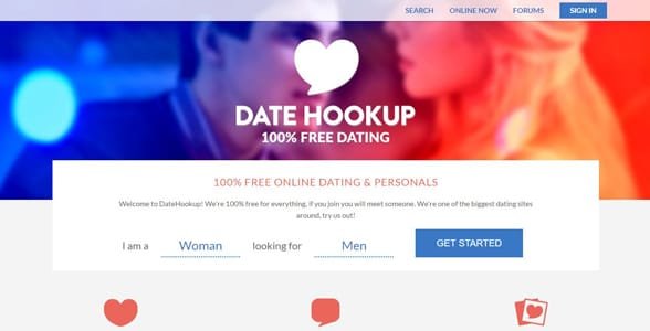 Schermata della pagina di registrazione di DateHookup