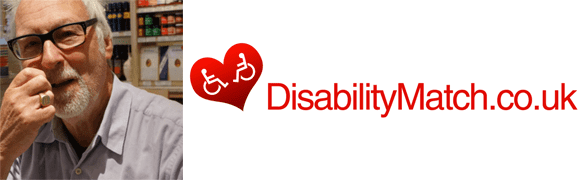 Collage aus David Millers Kopfschuss und dem Disability Match-Logo