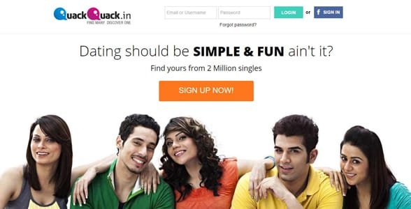 Capture d'écran de la page d'accueil de QuackQuack