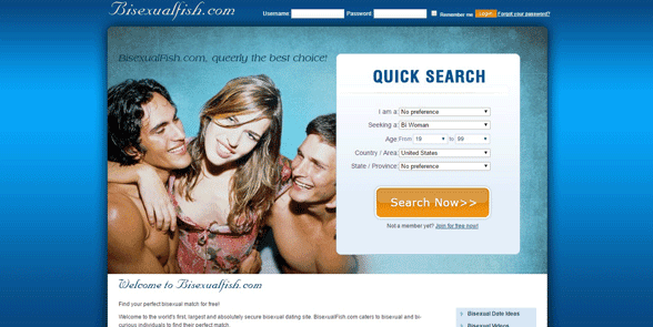 Screenshot der BisexualFish-Homepage