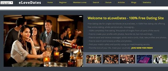 Screenshot van de eLoveDates homepage