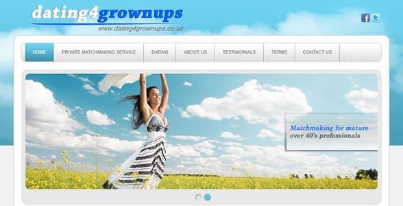 Screenshot der Dating4grownups-Homepage
