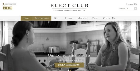 Zrzut ekranu strony głównej Elect Club