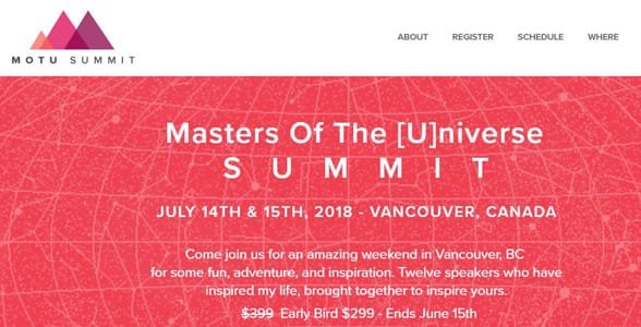 Screenshot van de Masters of the Universe-website