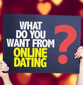 Foto van een bord waarop staat wat je wilt van online daten