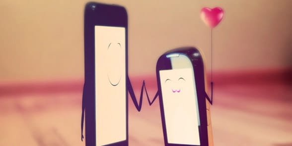 Photo de deux téléphones et d'un coeur