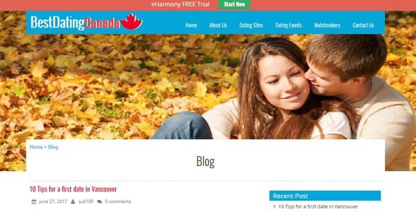Captura de pantalla del blog de Best Dating Canada