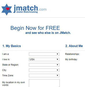 Snímek obrazovky registrační stránky JMatch