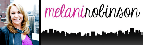 Headshot Melani Robinson a její logo