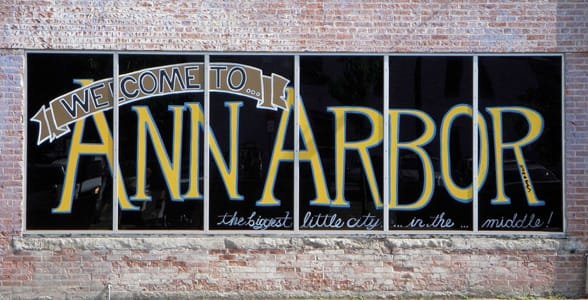 Foto di un cartello di benvenuto di Ann Arbor