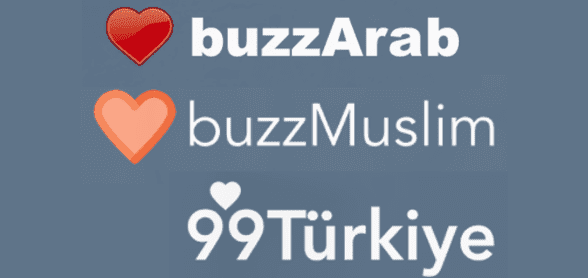 Foto van de logo's buzzArab, buzzMuslim en 99Turkiye