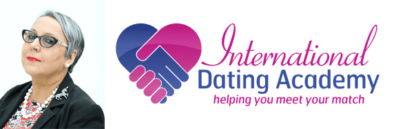 Het hoofdschot van Cynthia Spillman en het logo van de International Dating Academy