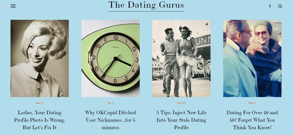 Screenshot van de datingprofieladviespagina van The Dating Gurus