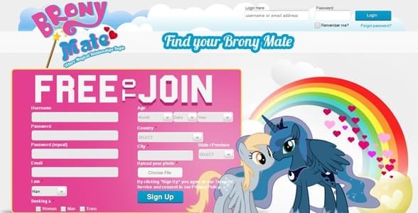 Screenshot van de startpagina van BronyMate