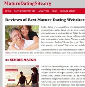 Capture d'écran de la page d'accueil de MatureDatingSite.org